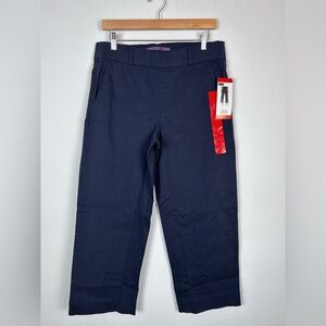 NWT Gloria Vanderbilt Women's Wide Leg Cropped Navy Blue Pants Size 8